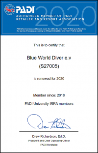 PADI Retailer and Resort Renewal Confirmation
